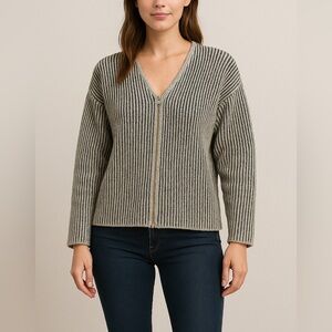 Jessica McClintock XL Zip Up Chunky Knit Oversized Cardigan Sweater Relaxed Fit